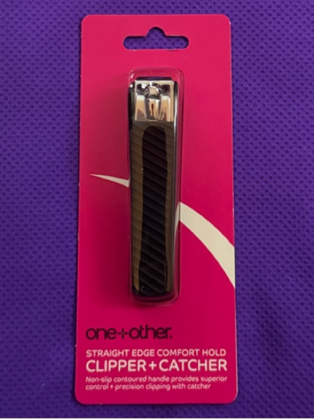 Black Straight Edge Comfort Nail Clipper with Catcher